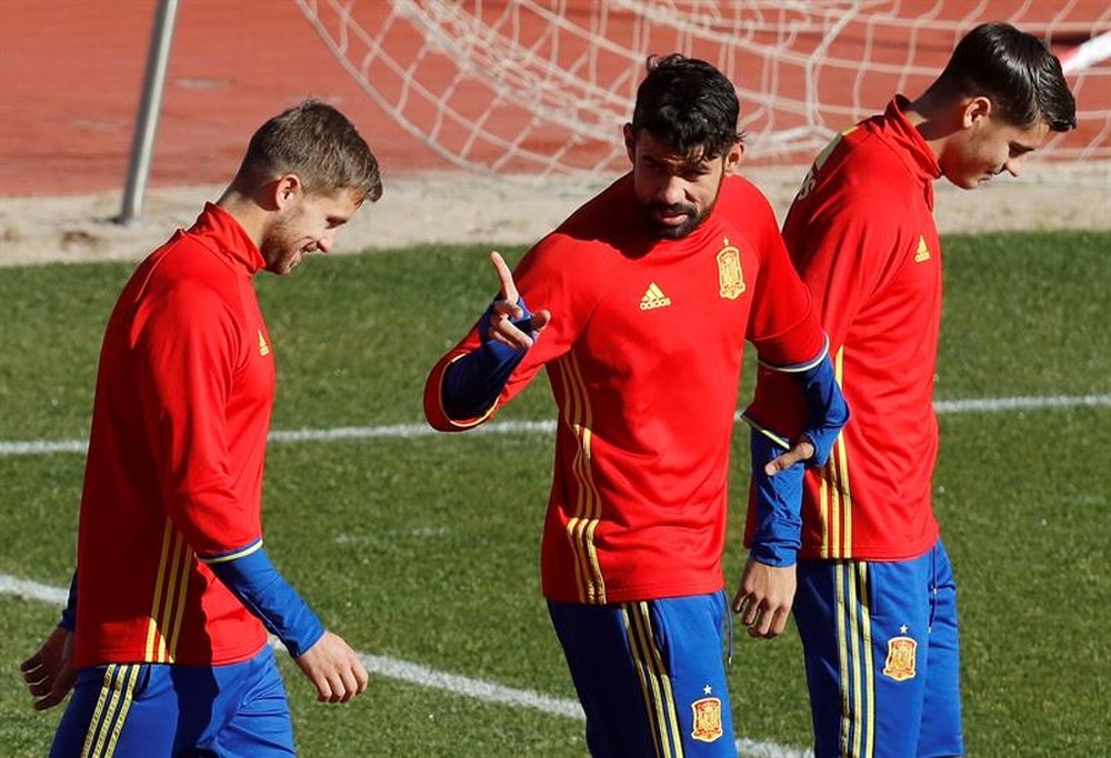 Costa and Morata in Spain training. EFE/Archivo