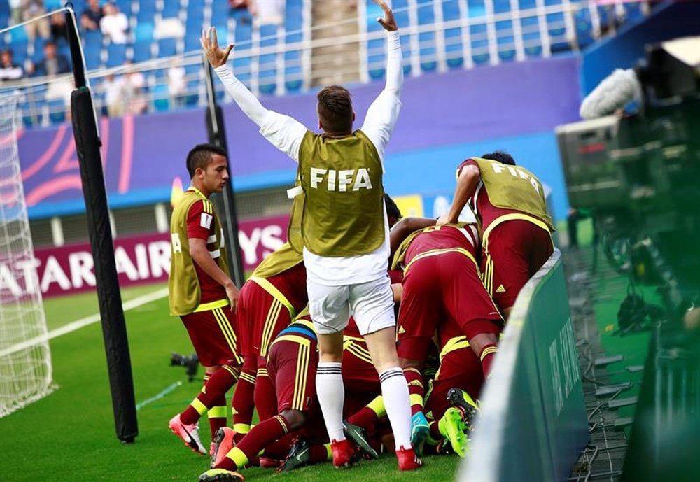 L'équipe vénézuélienne, victorieuse de l'Uruguay en demi-finales du Mondial des moins de 20 ans. AFP
