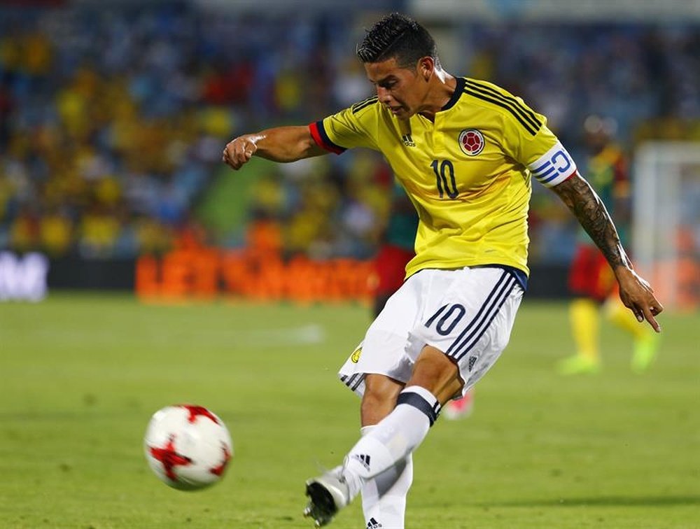 En la imagen, el centrocampista de Colombia James Rodríguez. EFE/Archivo
