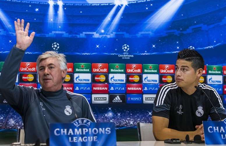 Carlo Ancelloti and James Rodriguez together at Real Madrid. EFE