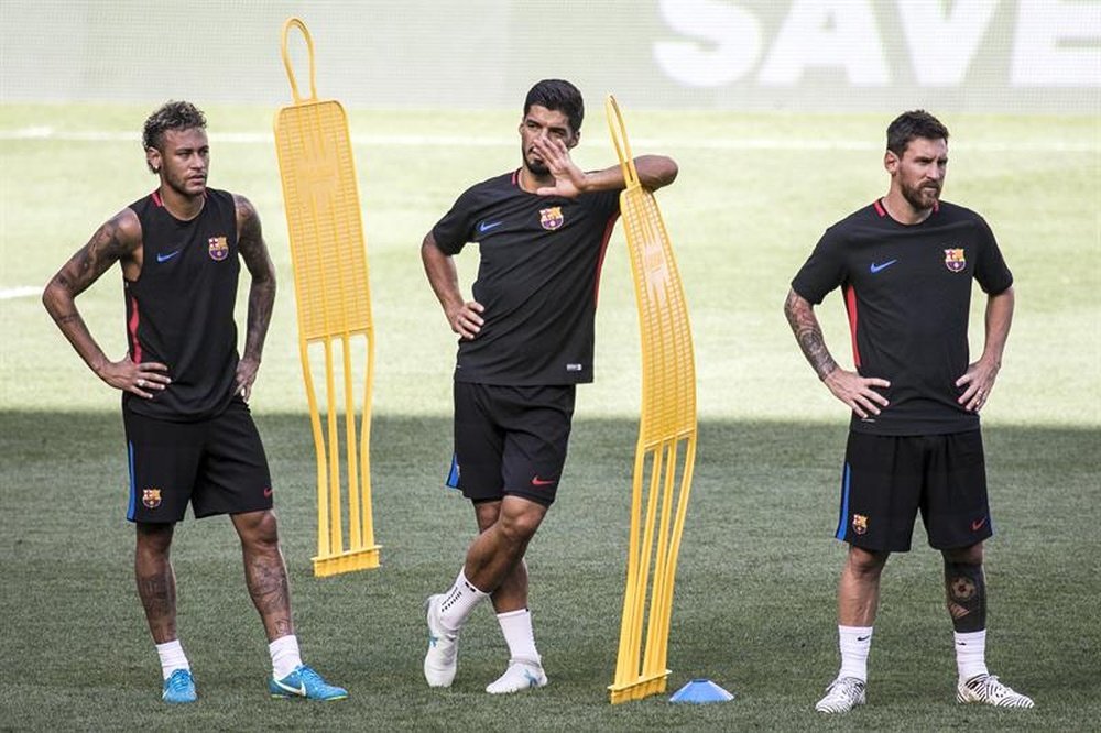 Les joueurs du Barça, Messi, Suarez et Neymar. EFE