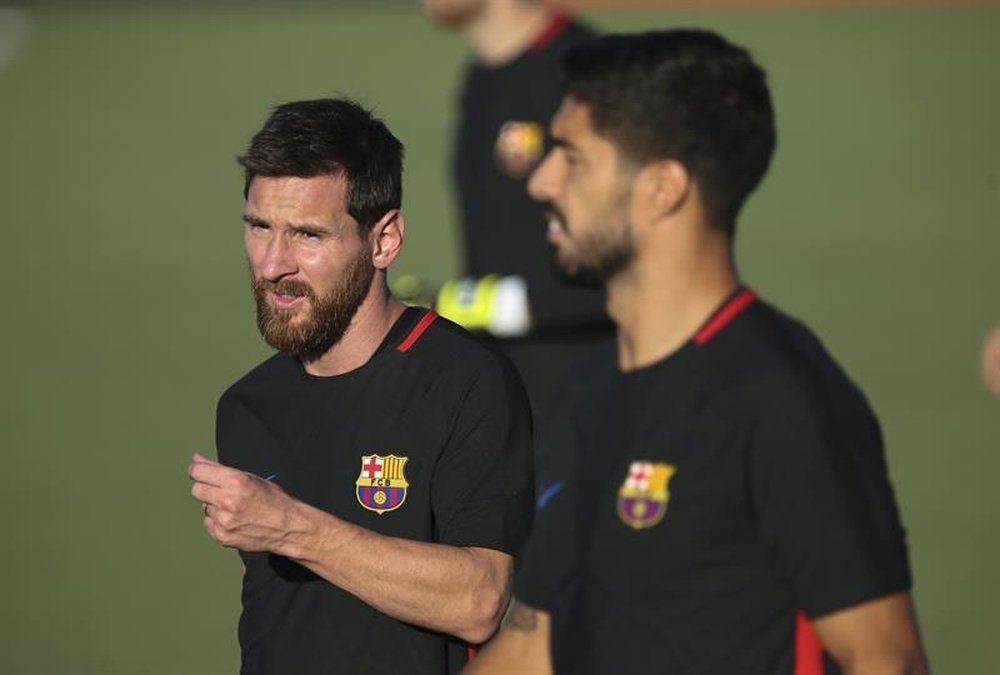 Leo Messi et Luis Suárez à l'entraînement. EFE