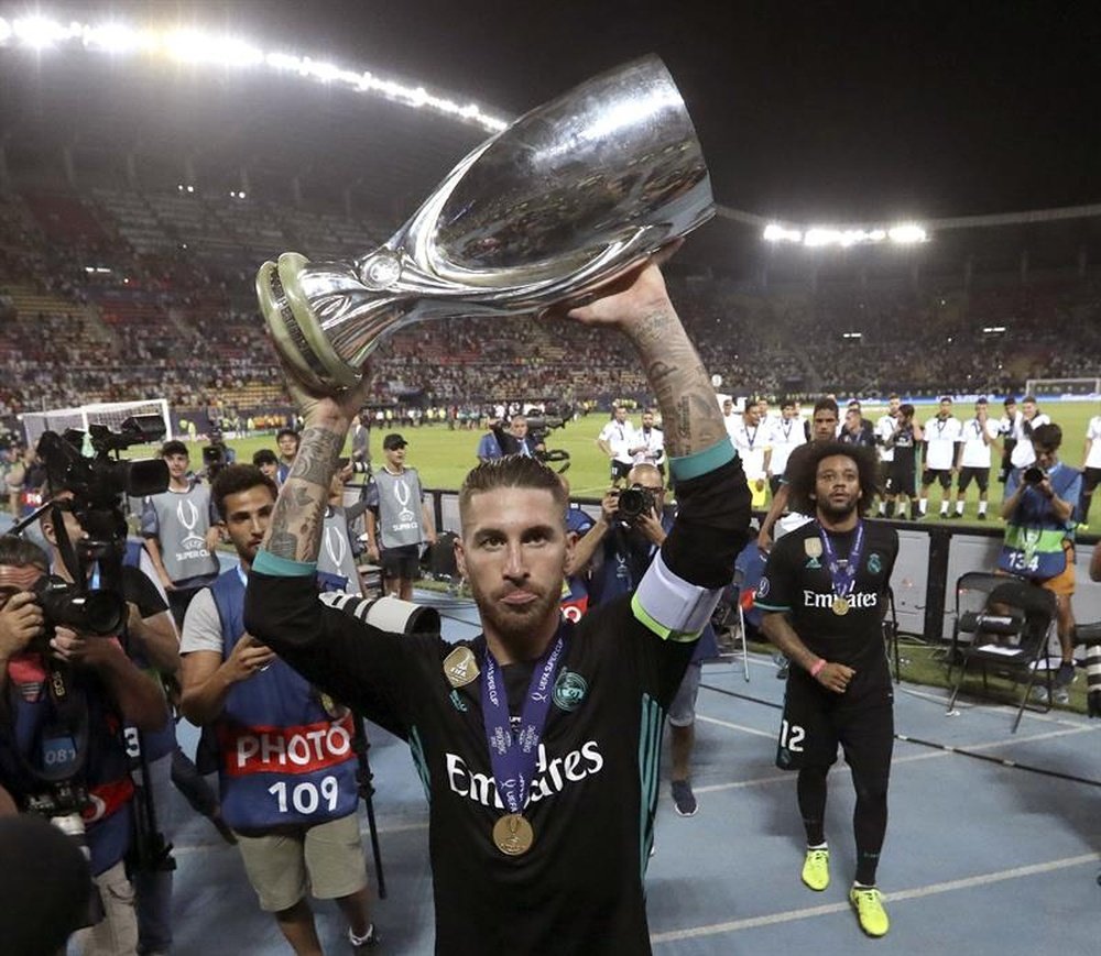 Ramos añadió la Supercopa de Europa a los títulos ya logrados con el Madrid. EFE