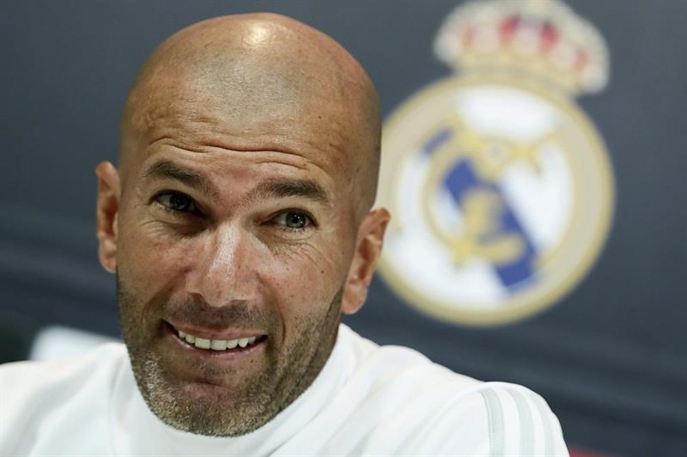 Zidane spoke about the lack of a No 9 in the build-up to the Champions League game. EFE