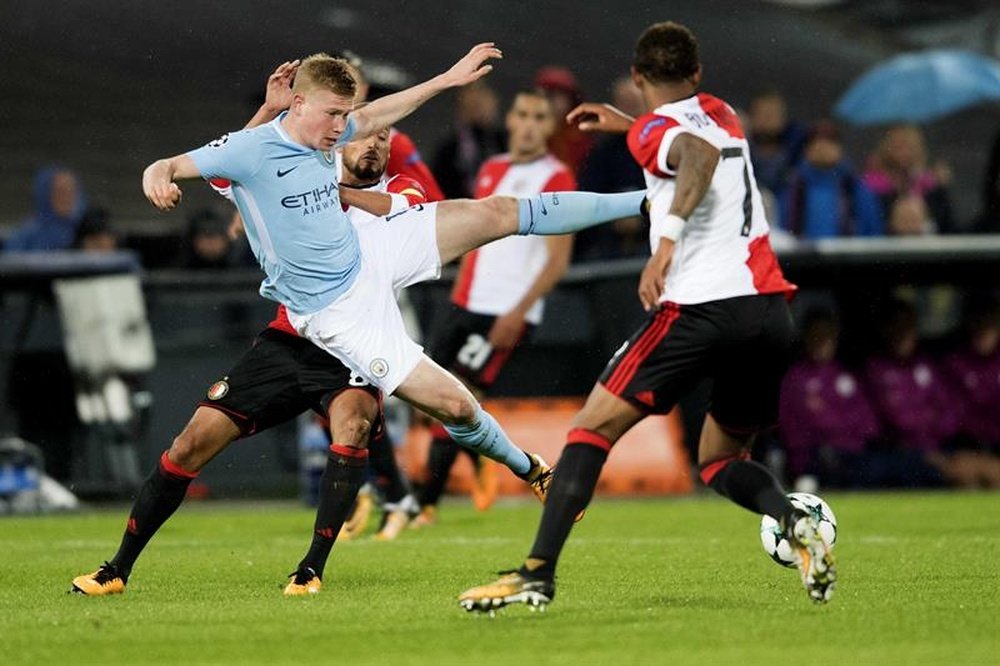 El City nunca jugó a tope ante el Feyenoord. EFE