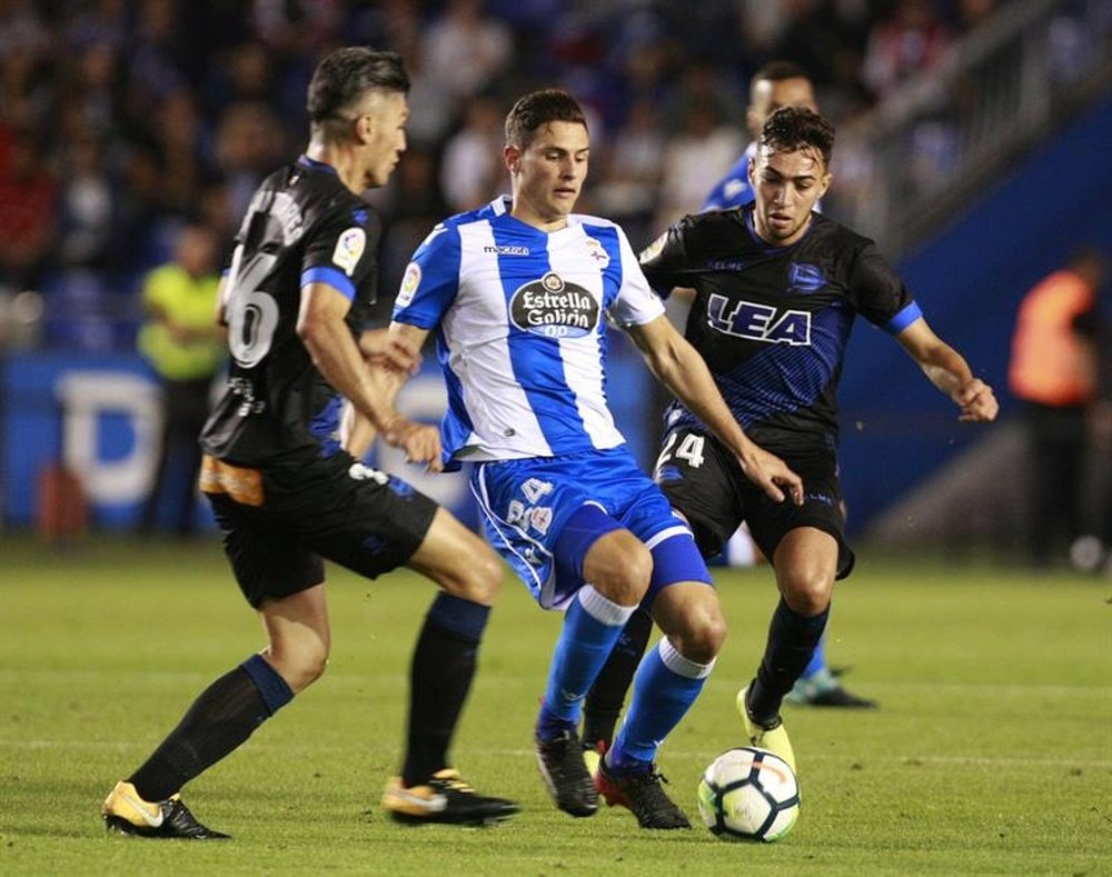 El jugador del Dépor analizó la previa del partido ante el Espanyol. EFE