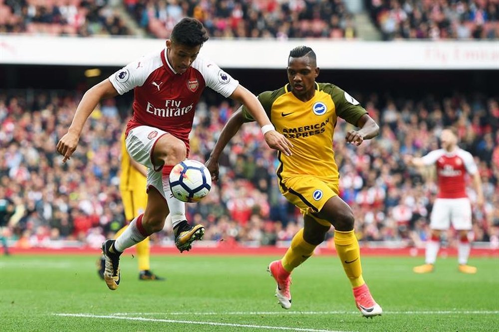 Jose Izquierdo (right) returns for Brighton this weekend after recovering from a knee problem. AFP