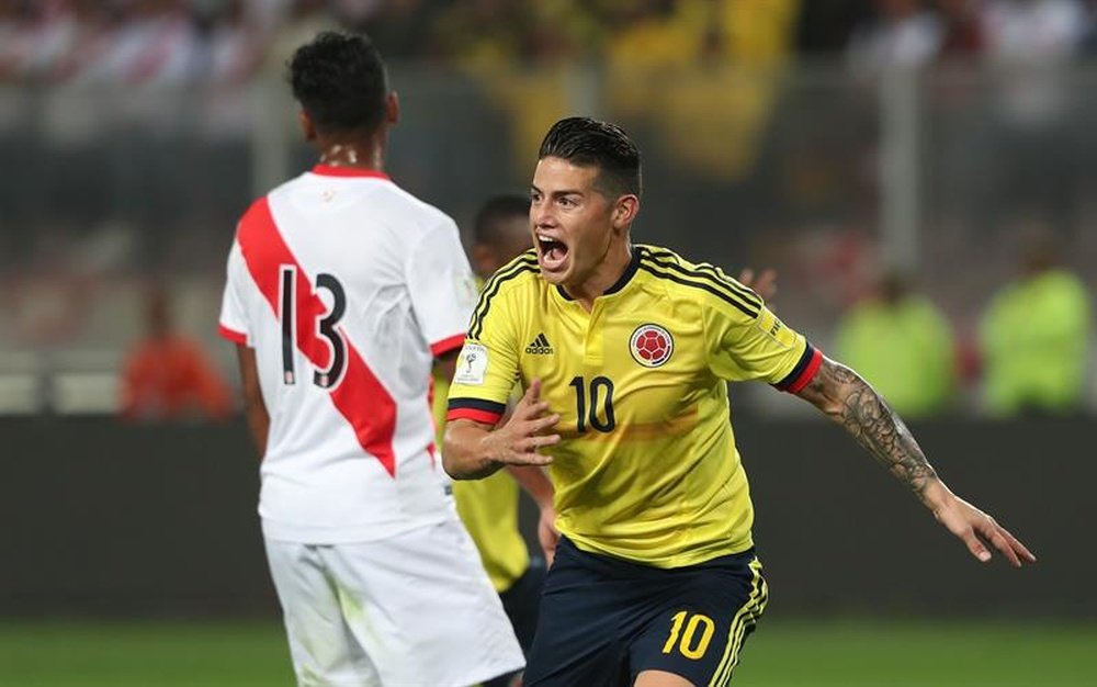 James marcó para Colombia y metió a su país en el Mundial. EFE