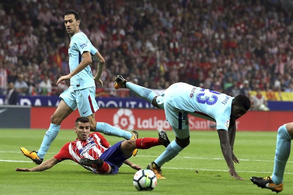 El Barcelona consiguió empatar ante el Atlético gracias al gol de Suárez. EFE