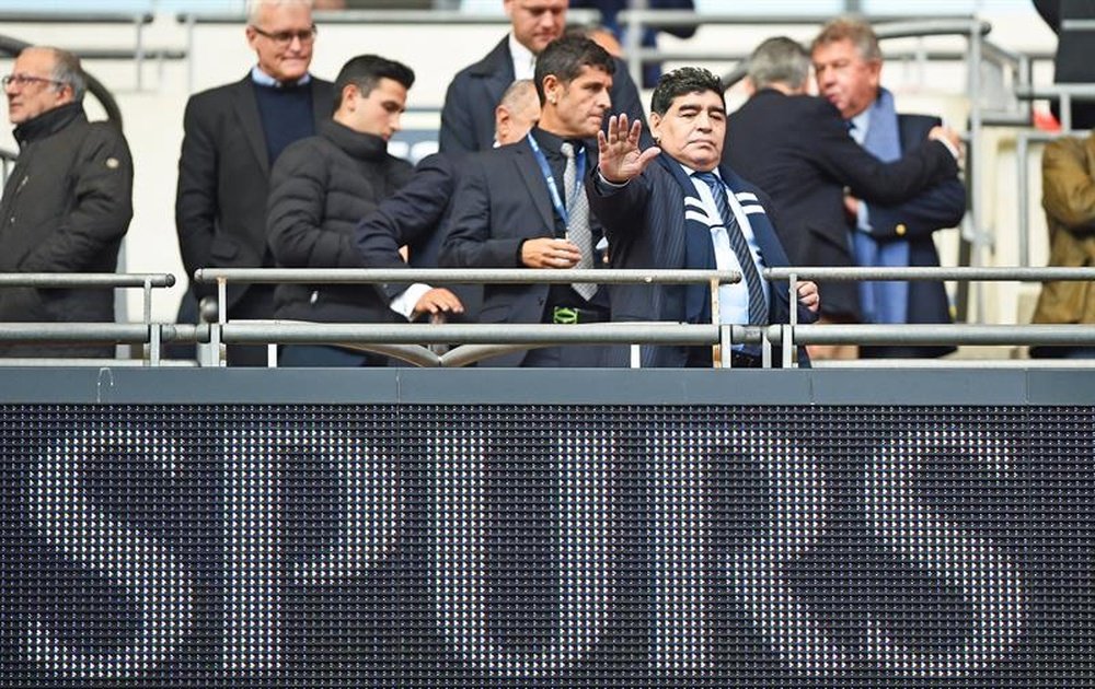 Maradona watched as Tottenham beat Liverpool 4-1 at Wembley. EFE/EPA