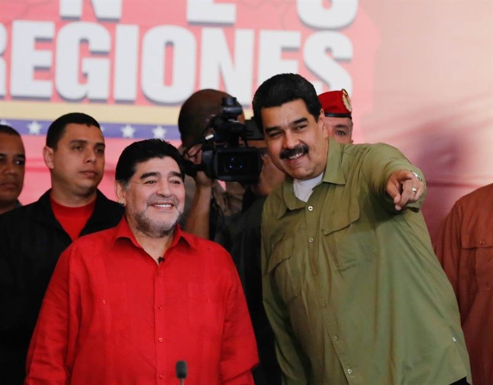 Maradona finalizó la emisión de 'De la mano del diez'. EFE/Prensa Miraflores