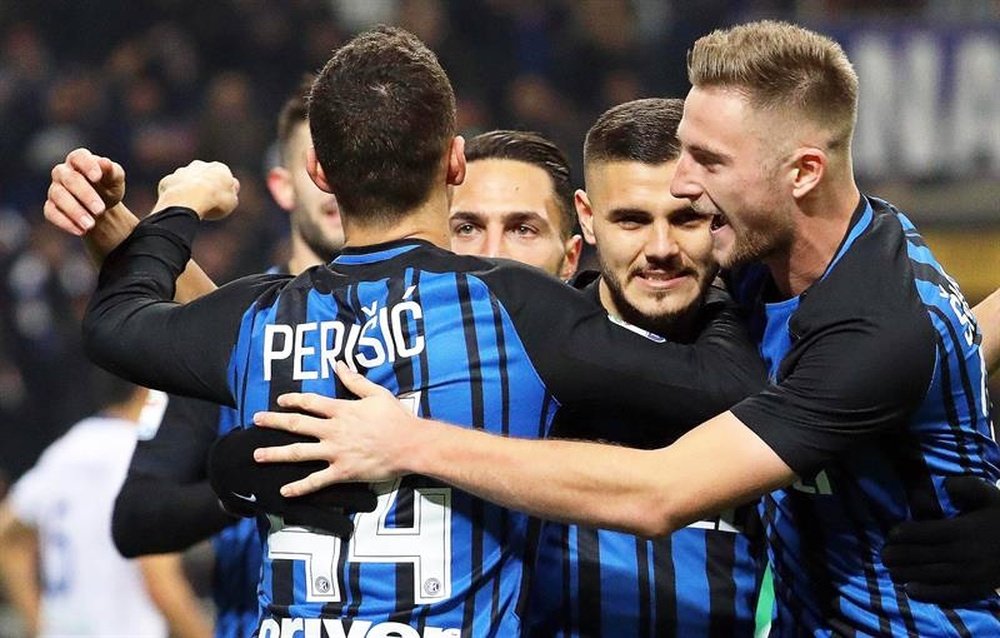 O Inter de Milão bateu a Atalanta por 2-0. AFP