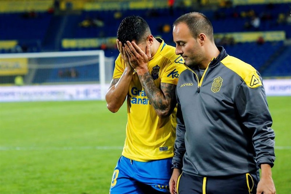 Vitolo se marchó llorando del Las Palmas-Deportivo de Copa 2017-18. EFE