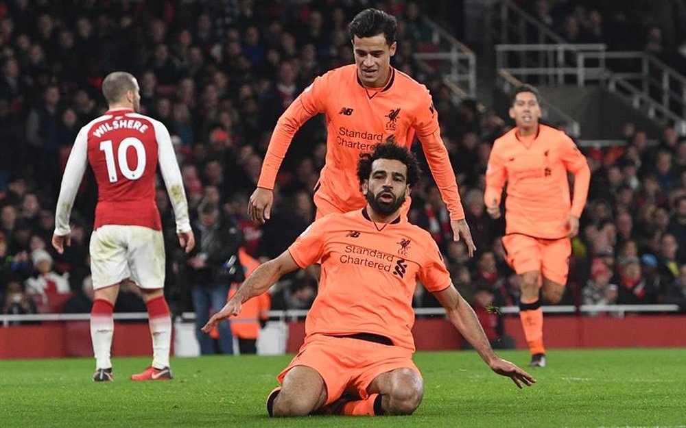 Salah celebrou o que na altura era o 'gol do descanso', mas ainda houve muito jogo. EFE/EPA
