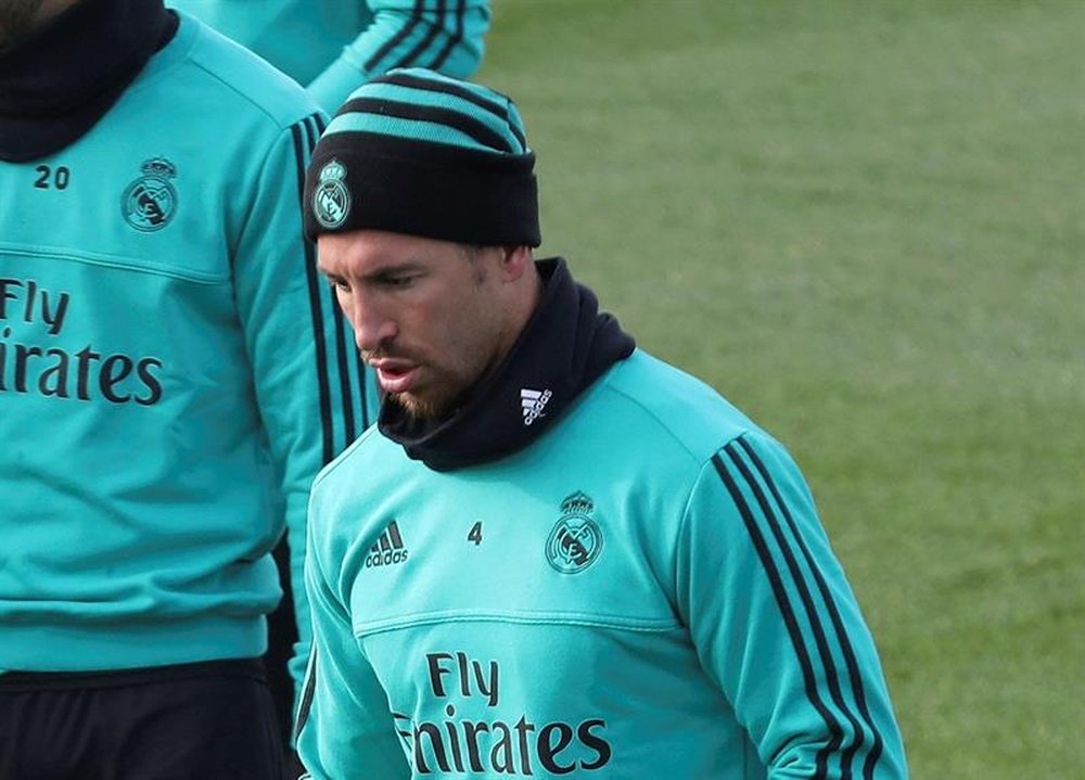 Ramos back in Madrid training. EFE