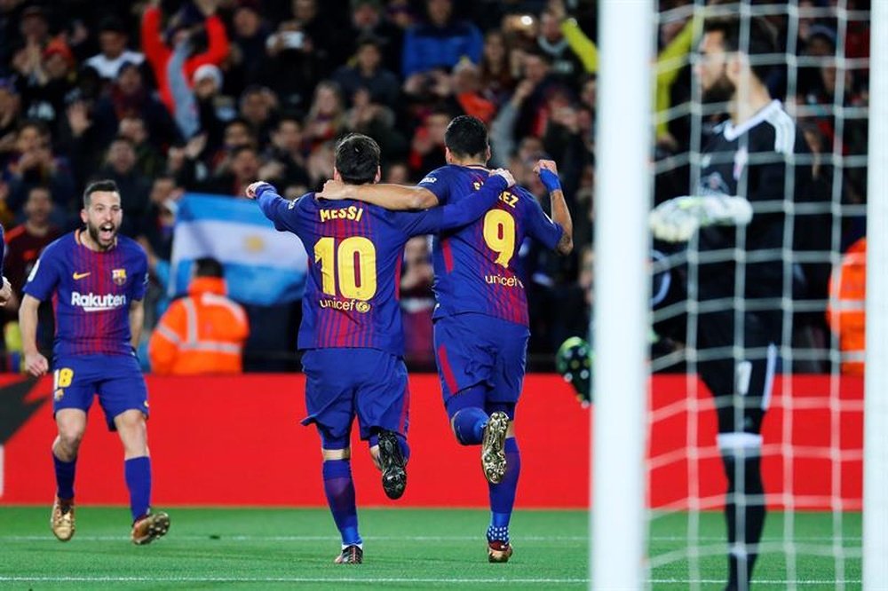 Messi y Jordi Alba se gustaron ante el Celta. EFE