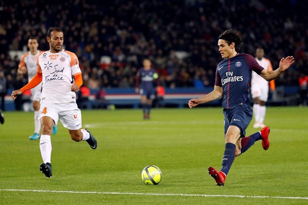 Cavani marcó un gol ante el Montpellier. EFE/EPA