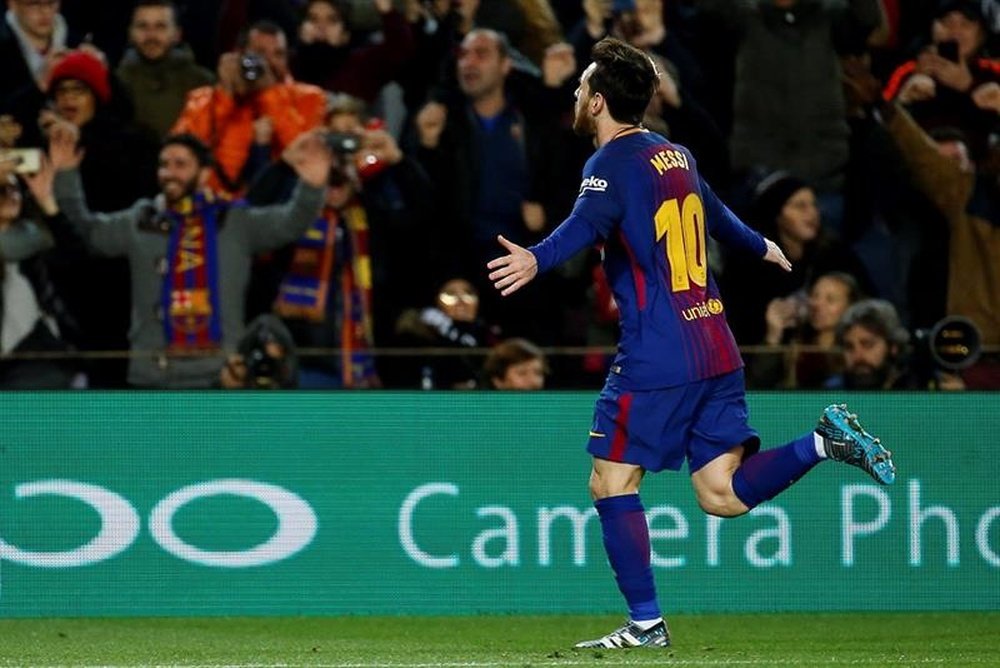 Messi continue d'enquiller les buts en Espagne. AFP
