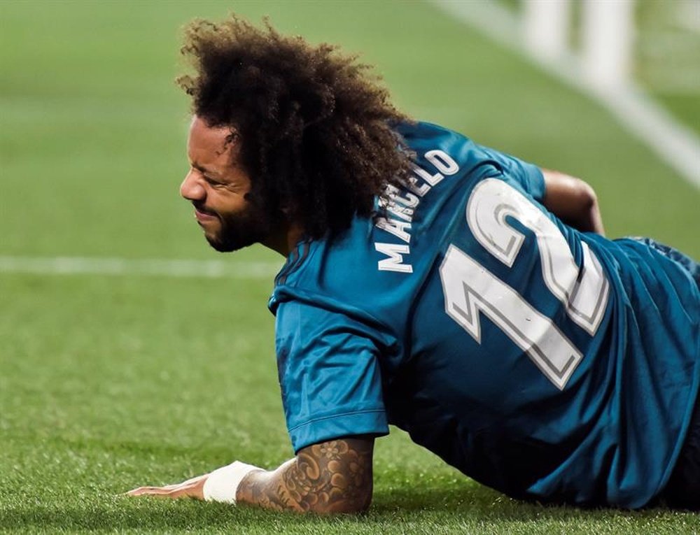 Marcelo, lesionado a duas semanas do jogo com o PSG. EFE/Raúl Caro