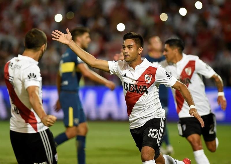 Gonzalo Martinez was involved in both goals for River Plate. EFE