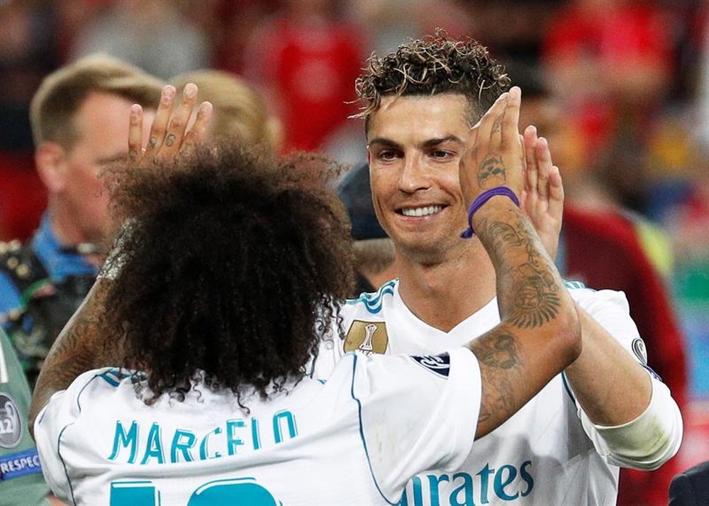 Marcelo e Cristiano nos tempos que estavam juntos no Real. EFE