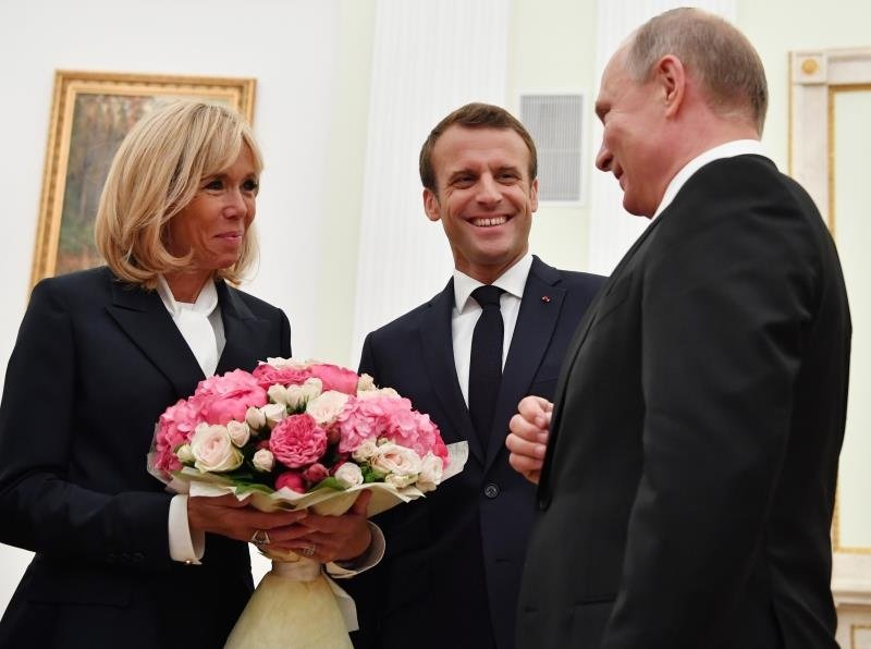 Los dirigentes de Rusia, Croacia y Francia, juntos en Moscú. EFE