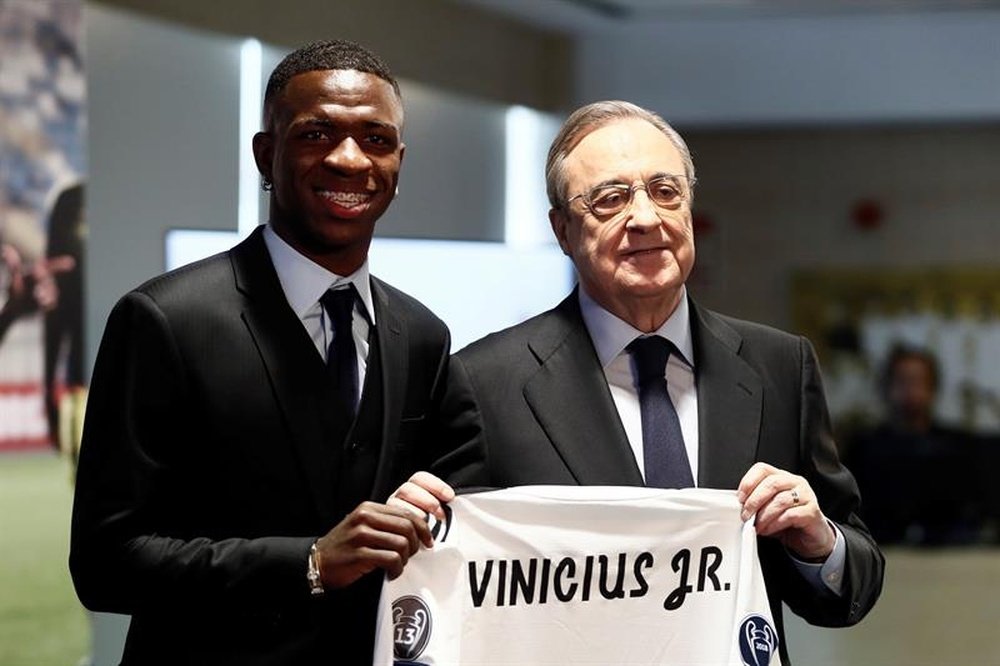Vinícius fue presentado este viernes como nuevo jugador blanco. EFE