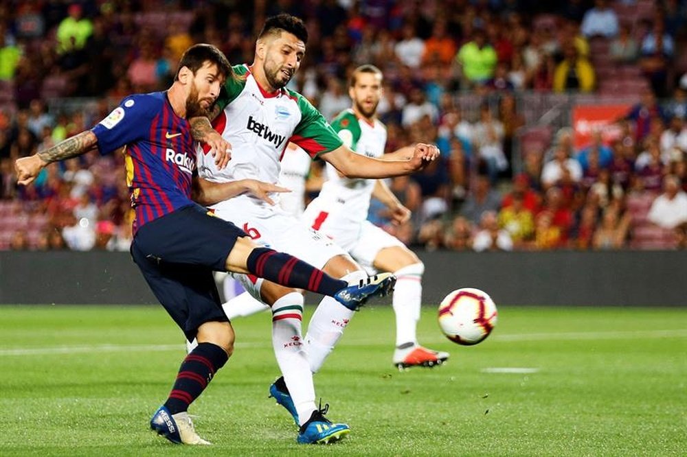 Messi scored Barcelona's 6000th goal against Alaves. AFP