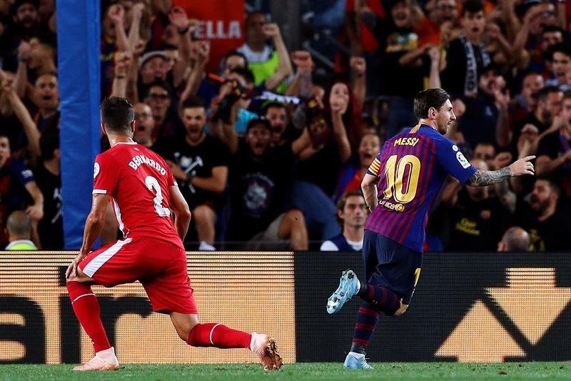 Messi opened the scoring at the Camp Nou. EFE