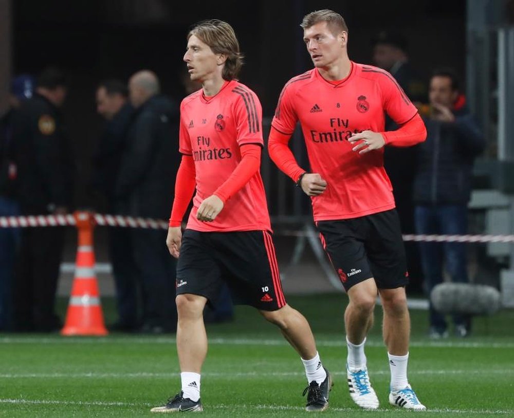 O centro de campo do Real Madrid, exausto. AFP