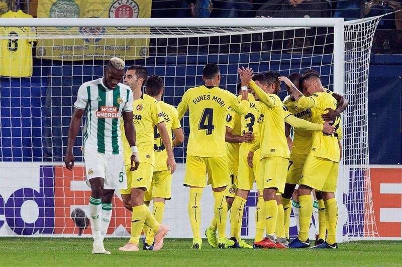 El Villarreal metió cinco goles al Rapid en Europa cinco años después. EFE