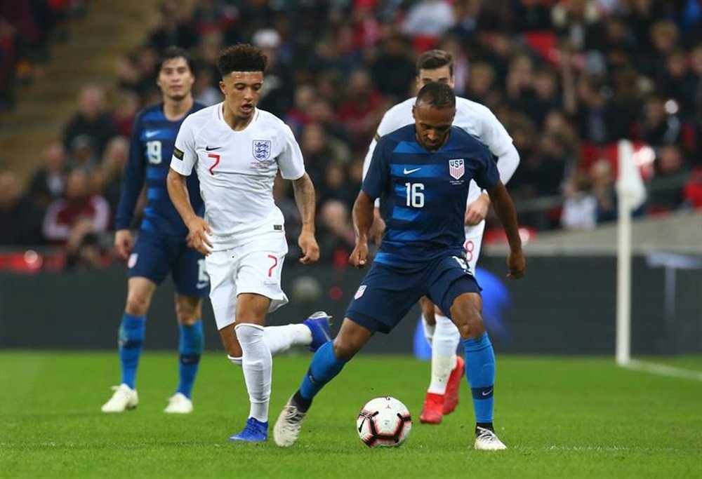 Sancho was a standout performer for England at Wembley. EFE