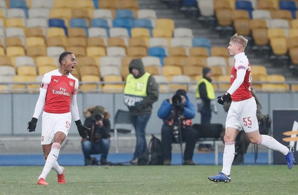 Joe Willock and Emile Smith-Rowe were on the scoresheet for Arsenal. EFE