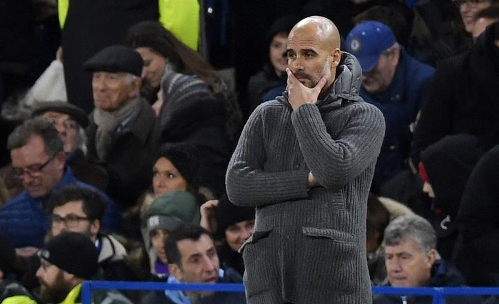 Guardiola pictured during Manchester City's defeat to Chelsea. EFE