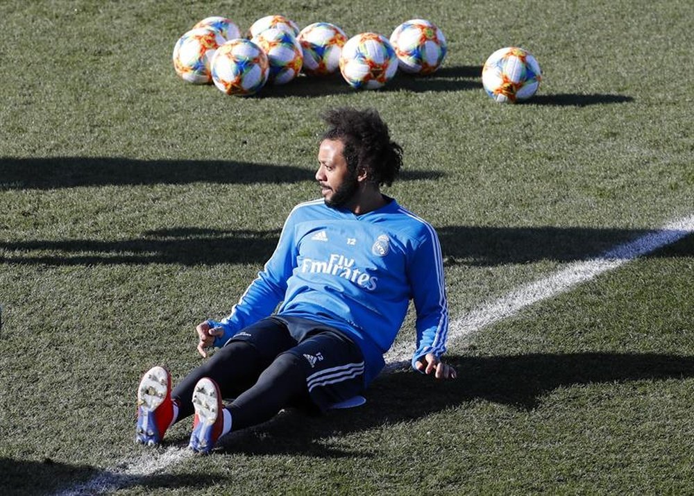 Marcelo was back in training to see whether he would be fit for the Atletico. EFE