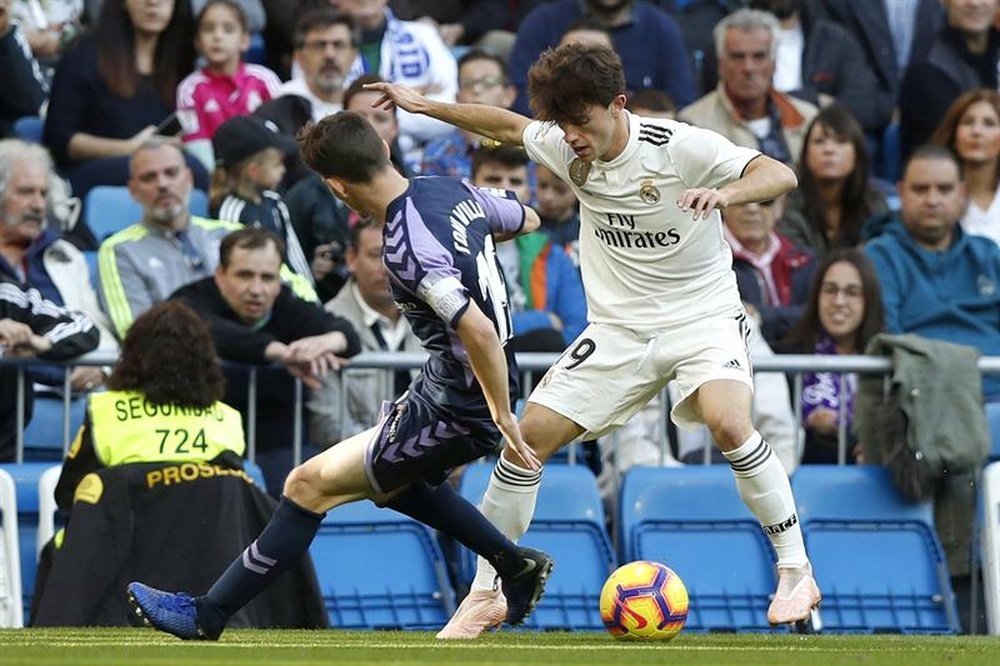 El Valladolid cayó 2-0 en su última visita al Bernabéu. EFE/Archivo