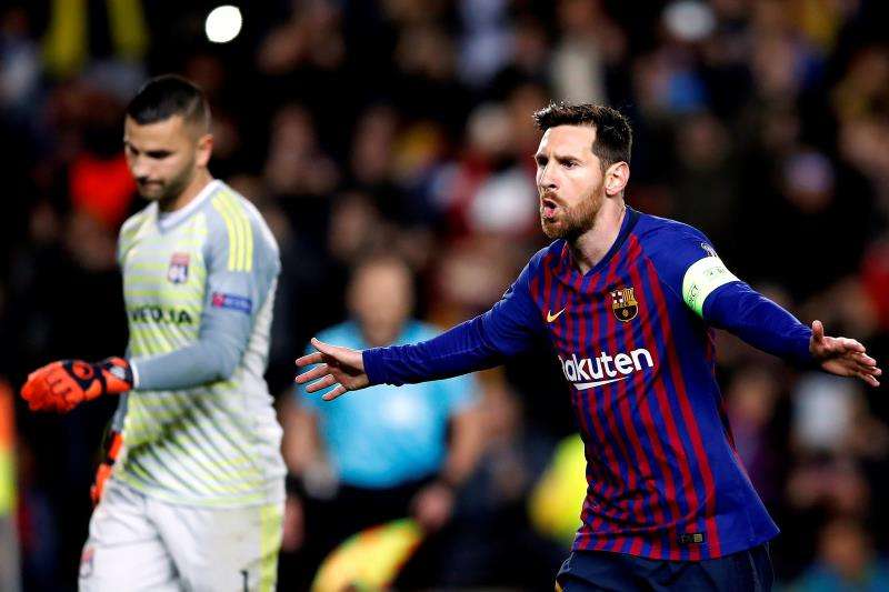 Leo Messi, del FC Barcelona, celebrando un gol en Champions