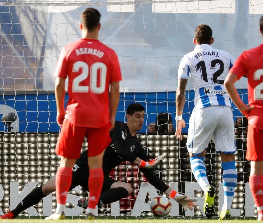 Courtois saved his first penalty for Real Madrid at Real Sociedad.