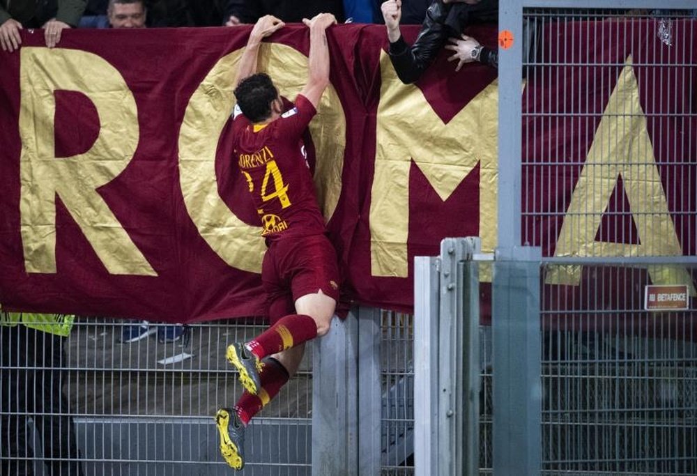 El jugador del Roma Alessandro Florenzi celebra su gol ante el Juventus en el Olímpico de Roma EFE/EPA