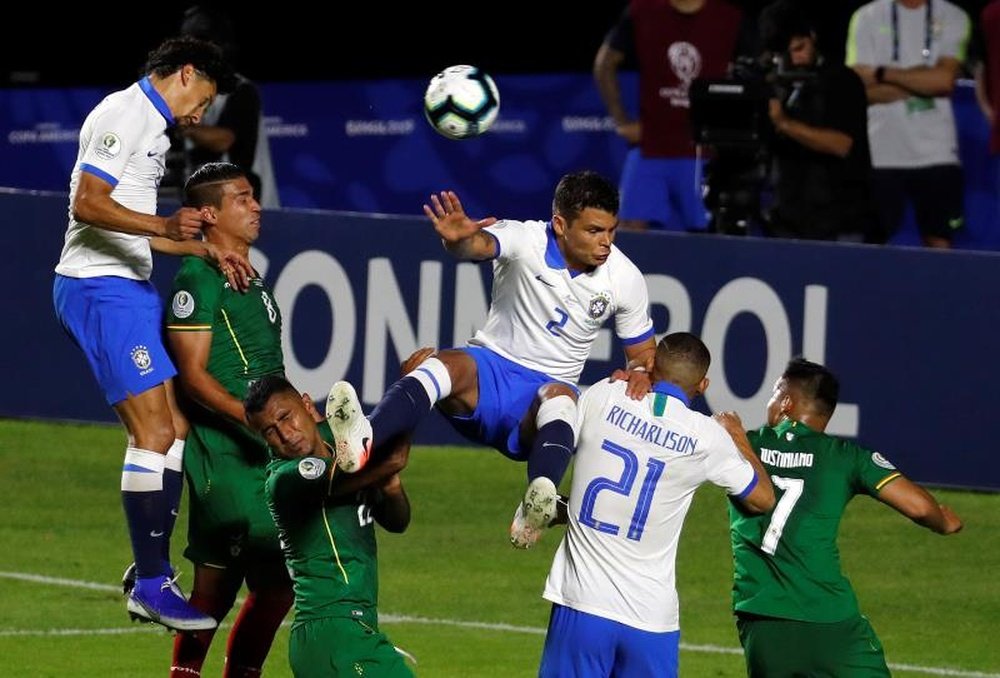 Thiago Silva était satisfait au sortir de la victoire du Brésil. EFE