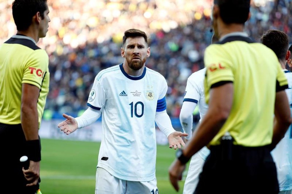 La CONMEBOL estudia sancionar gravemente a Messi. EFE/Sebastião Moreira