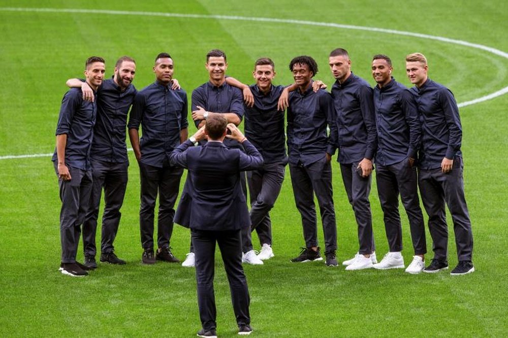 Los jugadores del Juventus, durante la visita al estadio Wanda Metropolitano, en Madrid, donde este miércoles jugará el partido de la primera jornada del grupo D de la Liga de Campeones contra el Atlético de Madrid. EFE/ Rodrigo Jiménez