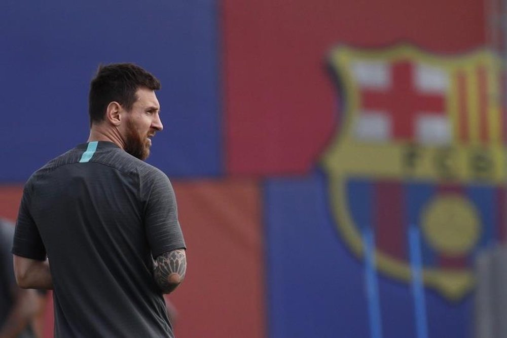 O atacante argentino do Barcelona, Leo Messi, durante um treinamento da equipe do Barça. EFE