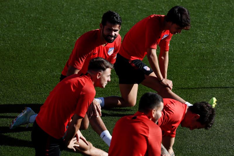 El Atlético, durante un entrenamiento
