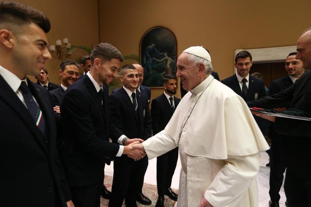 Visita da Itália ao Papa. EFE/EPA/FIGC Press office/Paolo Bruno