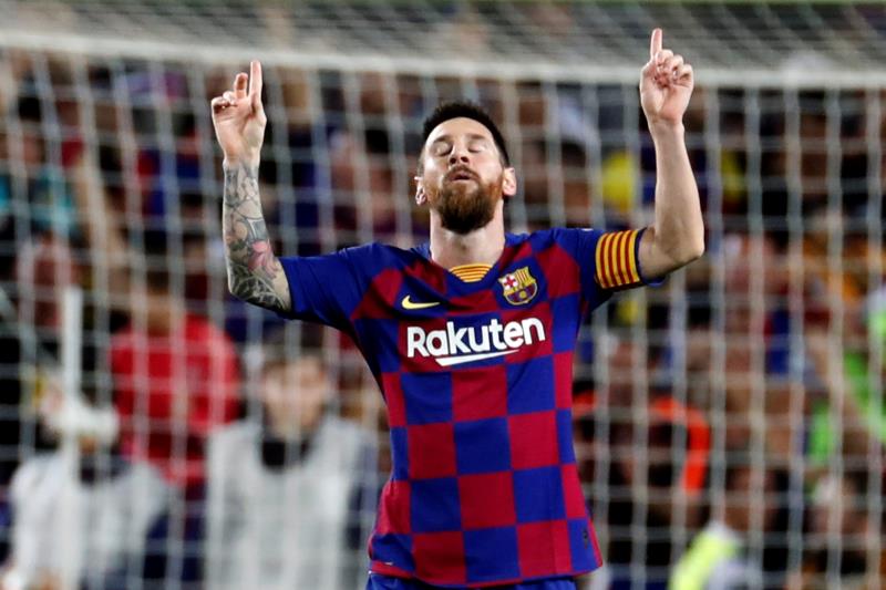 Leo Messi celebra su primer gol con el FC Barcelona en la temporada 2019-20.