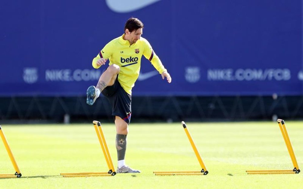 Lionel Messi s'est entraîné en solitaire. EFE