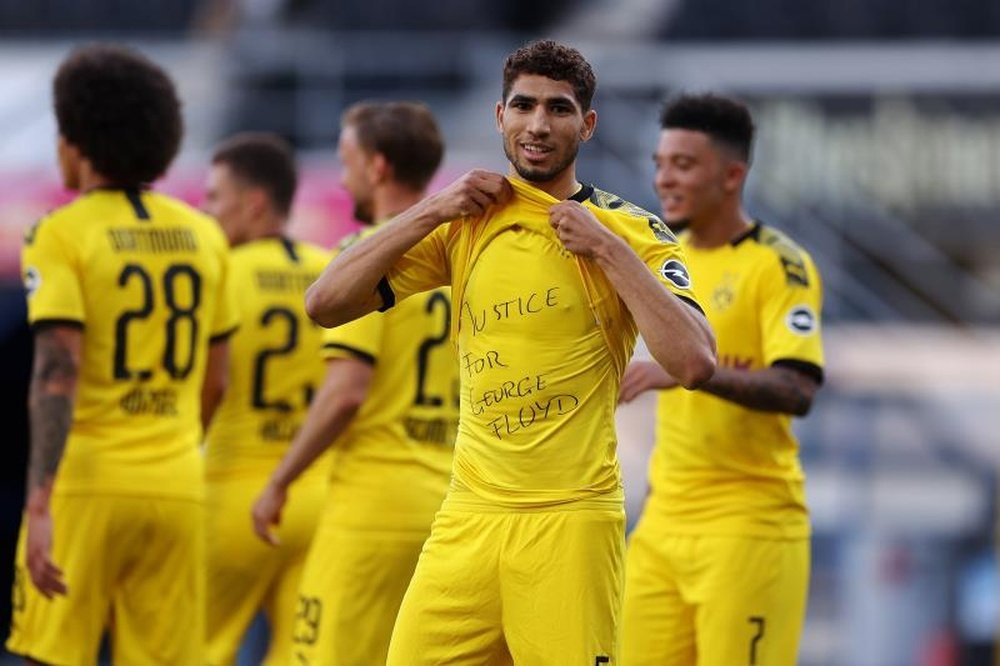Sancho, Achraf join Mckennie and Thuram in 'Justice for George Floyd' protest. AFP