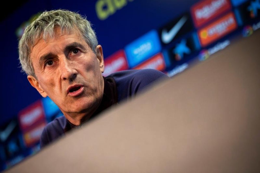 Setién falou antes do jogo contra o Celta. EFE/ Enric Fontcuberta