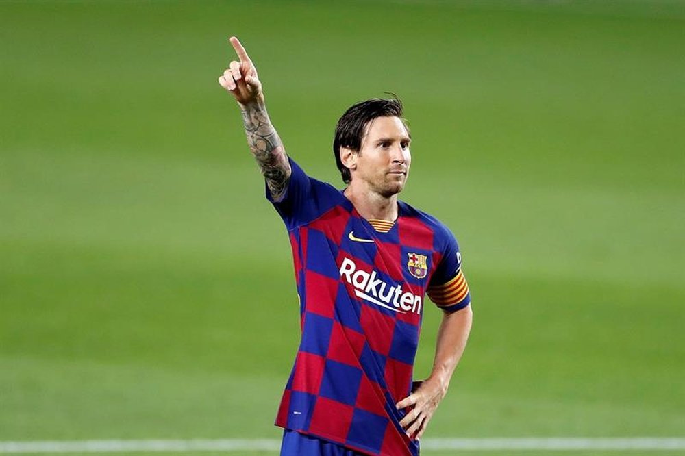 Messi celebrated his goal in a peculiar way. EFE